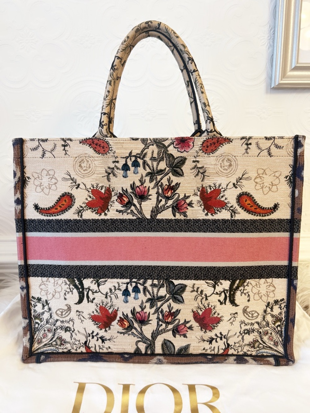 Dior Jacquard Embroidered Book Tote, Large, with dust bag & insert - Picture 7 of 14
